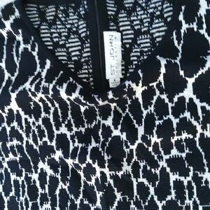 St. John Collection Black/White Animal Print Sheath Dress